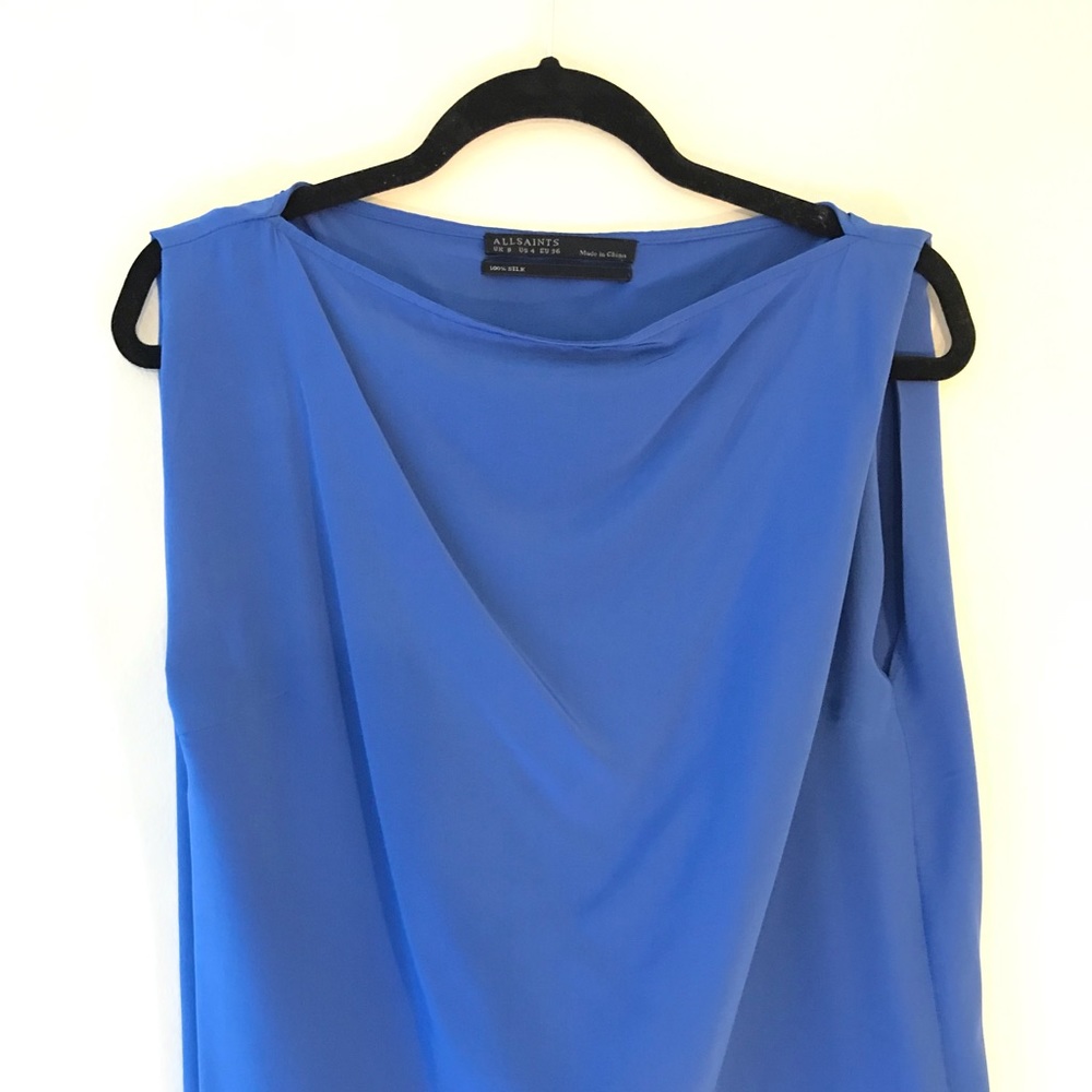 All Saints US 4 Silk Sleeveless Top Drape Neck